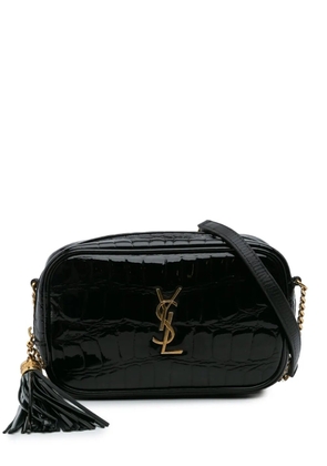 Saint Laurent Pre-Owned 2022 Mini Croc Embossed Patent Monogram Lou Camera Bag crossbody bag - Black
