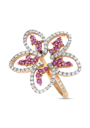 Casato 18K yellow gold Dainty Flower diamond and sapphire ring