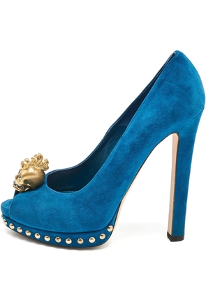 Alexander McQueen Pre-Owned 140mm skull-appliqué pumps - Blue