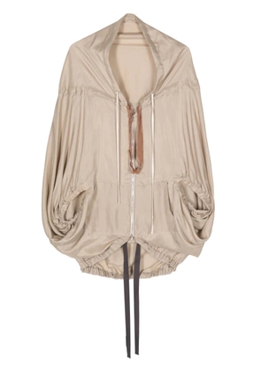 Shanshan Ruan batwing-style silk jacket - Neutrals