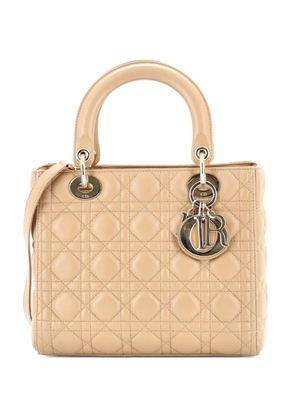 Christian Dior Pre-Owned Lady Dior Bag Cannage Quilt Lambskin Medium satchel - Neutrals