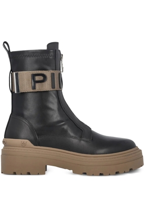 PINKO Mia logo-strap ankle boots - Black