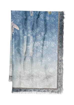 Pierre-Louis Mascia Aloeuw fring-edge silk scarf - Blue