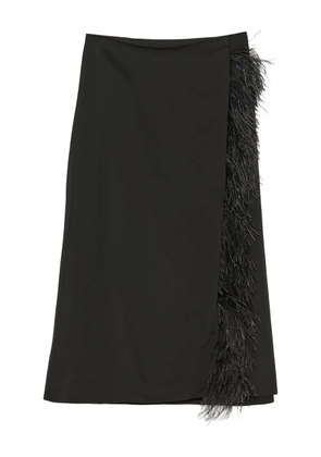 Yves Salomon feather-trimmed satin skirt - Black