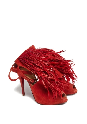 Aquazzura open-toe suede pumps - Red