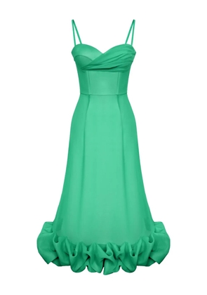 POST MERIDIEM draped-bodice flounced-hem midi dress - Green