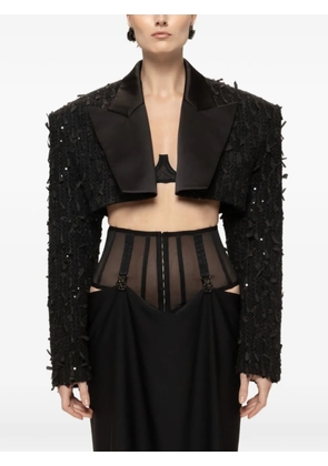NISSA sequin cropped blazer - Black