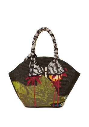 FARM Rio floral-embroidered tote bag - Black