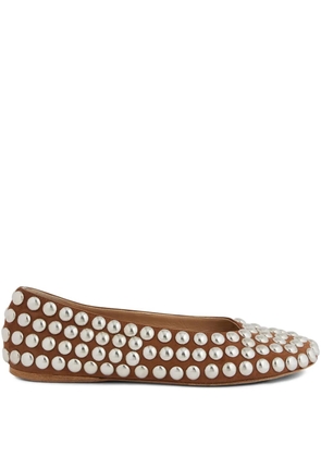 Rabanne studded ballet flats - Brown