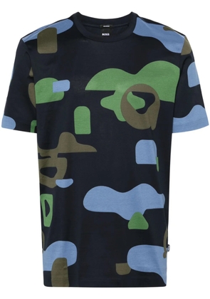 BOSS camouflage-print cotton T-shirt - Blue