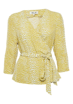 Diane Von Furstenberg Vintage leopard-print wrap blouse - Yellow