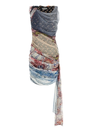 Marine Serre silk scarves draped dress - Black