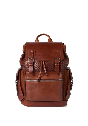 Brunello Cucinelli braided-detail leather backpack - Brown