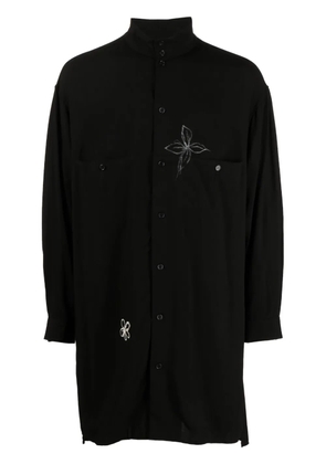 Yohji Yamamoto flower-doodle long shirt - Black