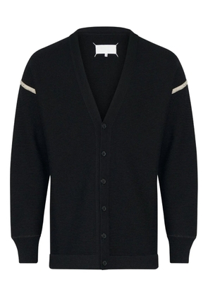 Maison Margiela ribbed wool elbow-patch cardigan - Black
