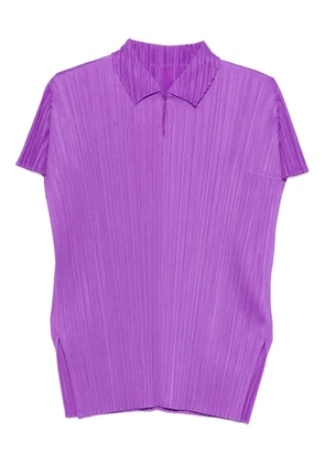 Pleats Please Issey Miyake pleated collared polo shirt - Purple