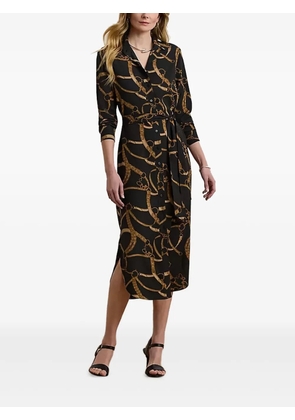 Lauren Ralph Lauren belting-print crepe shirt midi dress - Black