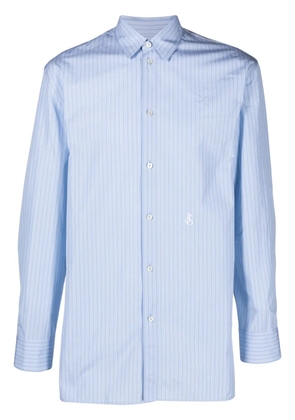 Jil Sander logo-embroidered stripe-print cotton shirt - Blue