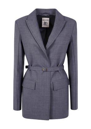 Semicouture belted notched-lapel jacket - Grey