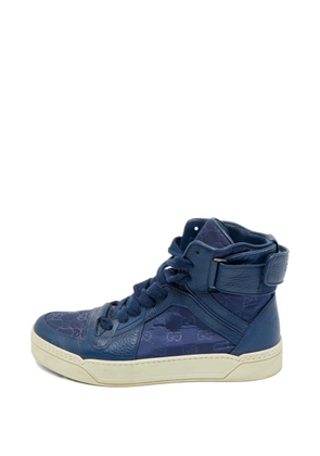 Gucci Pre-Owned Guccissima high-top leather sneakers - Blue