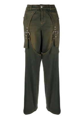 Blumarine buckle-detail straight-leg jeans - Green