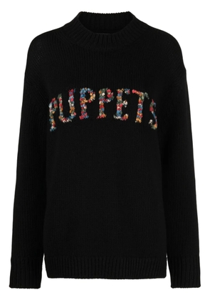 Puppets and Puppets logo-embroidered jumper - Black