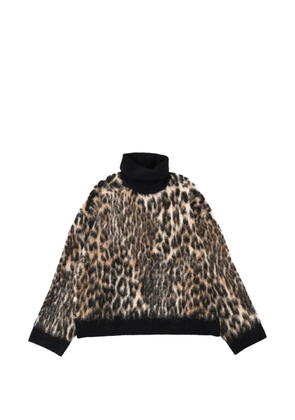 GANNI animal-print roll-neck sweater - Neutrals
