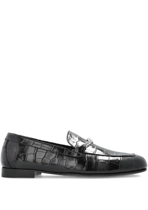 Versace crocodile-embossed chain-detail loafers - Black