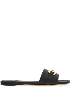 Ferragamo Gancini-plaque leather slides - Black