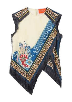 La DoubleJ fringed scarf top - Blue