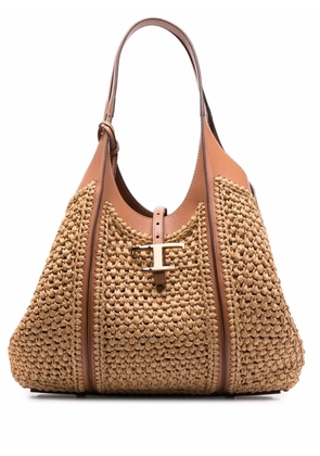 Tod's Timeless raffia tote bag - Neutrals