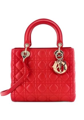 Christian Dior Pre-Owned Lady Dior Bag Cannage Quilt Lambskin Medium satchel - Red