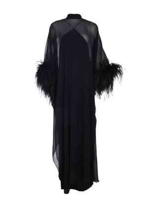 Taller Marmo feather-trim kaftan - Black