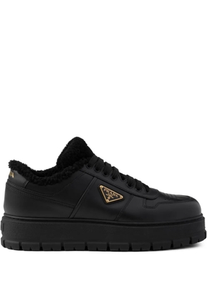 Prada shearling leather sneakers - Black