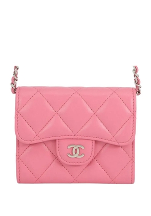 CHANEL Pre-Owned 2021 CC Quilted Lambskin Flap Card Holder on Chain crossbody bag - Pink