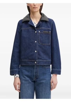 Wales Bonner leather-collar denim jacket - Blue