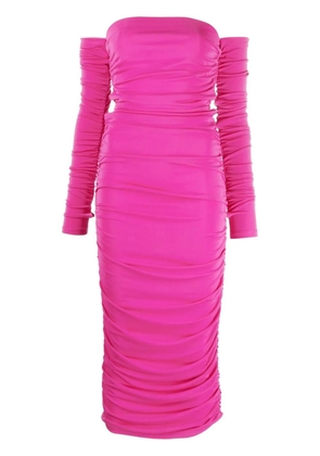 THE ANDAMANE off-shoulder ruched maxi dress - Pink