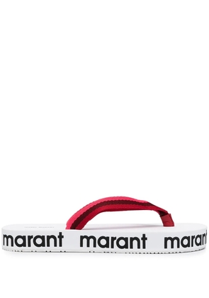 ISABEL MARANT logo-print flip-flops - White
