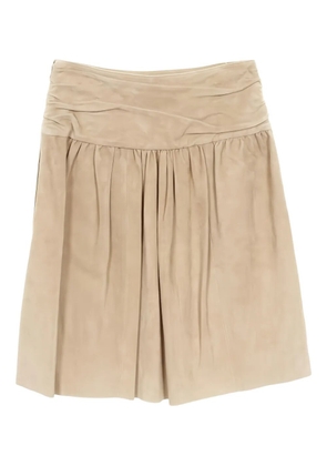 Hermès Pre-Owned 10s pleated leather mini skirt - Neutrals