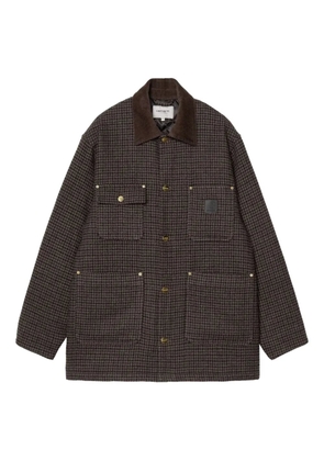 Carhartt WIP corduroy-collar check single-breasted coat - Brown