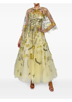Monique Lhuillier floral-embroidered dress - Yellow