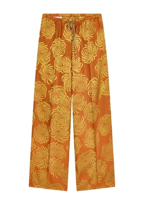 DRIES VAN NOTEN elasticated floral trousers - Orange
