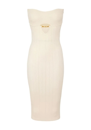 Elisabetta Franchi jewel cutout ribbed dress - Neutrals