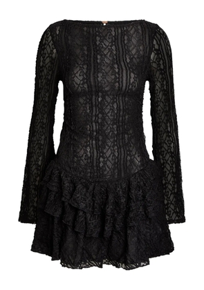 Free People ruffled lace mini dress - Black