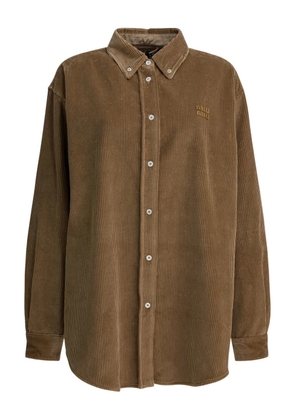 Miu Miu corduroy elbow patch shirt - Brown