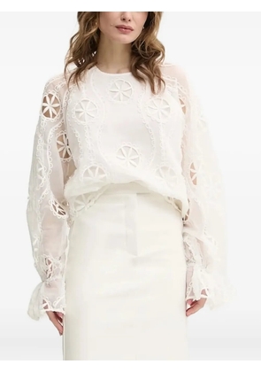 Bardot embroidered-pattern blouse - White