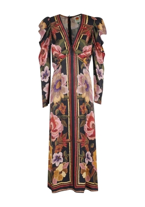 FARM Rio ruffled floral midi dress - Black