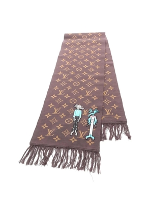 Louis Vuitton Pre-Owned 2020 Zoooom Adventures With Friends Monogram fringe scarf - Brown