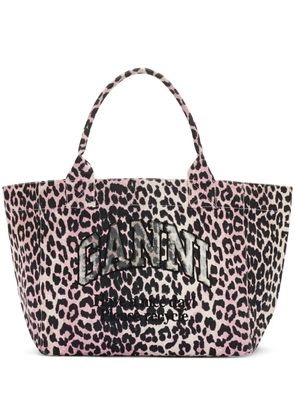 GANNI animal print top handle tote bag - Pink