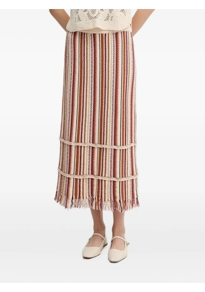Hoss Intropia striped fringe skirt - Red
